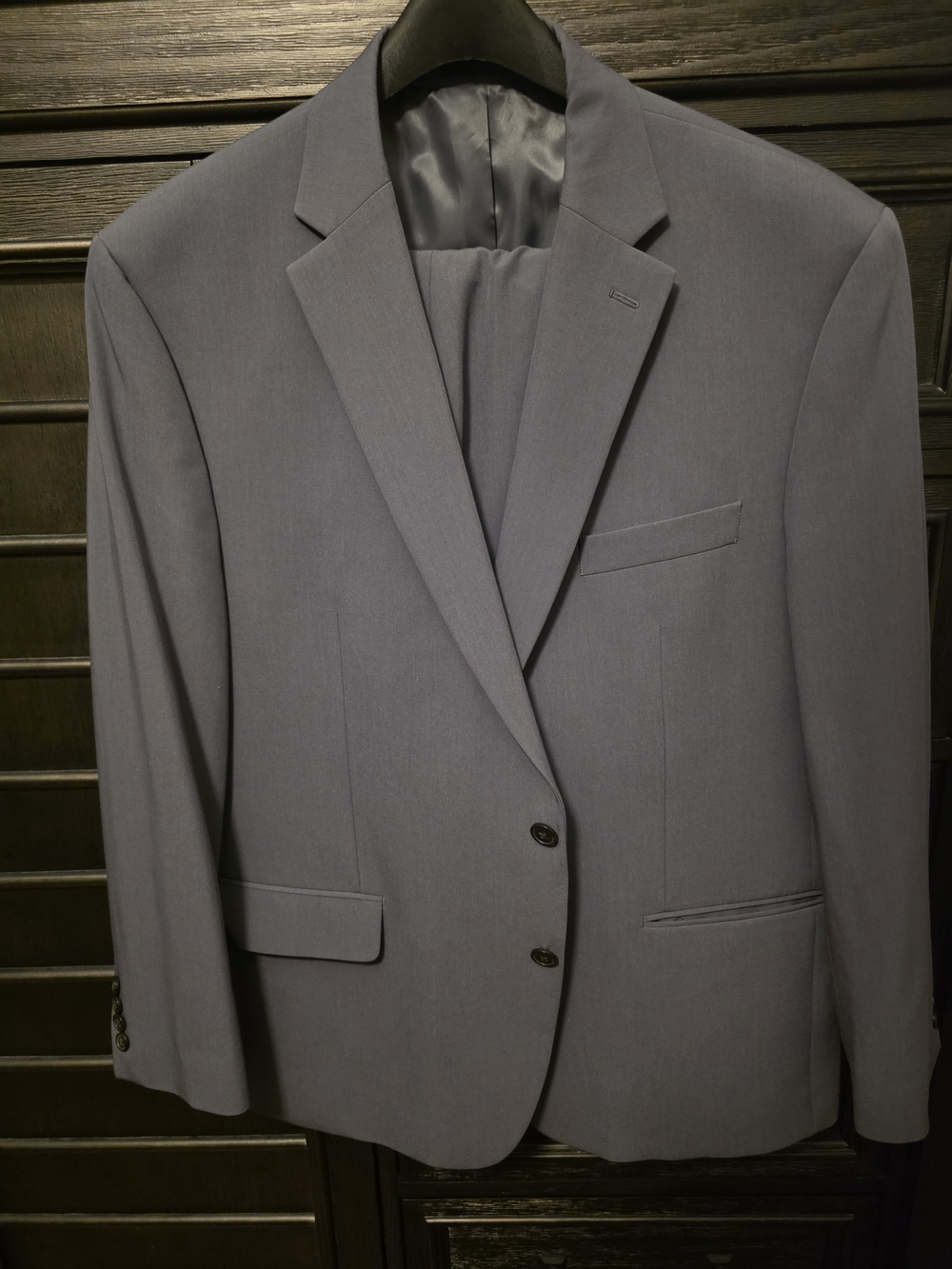 Chaps Light Gray Two-Button Men's Suit Blazer 46R With Pants 40x30